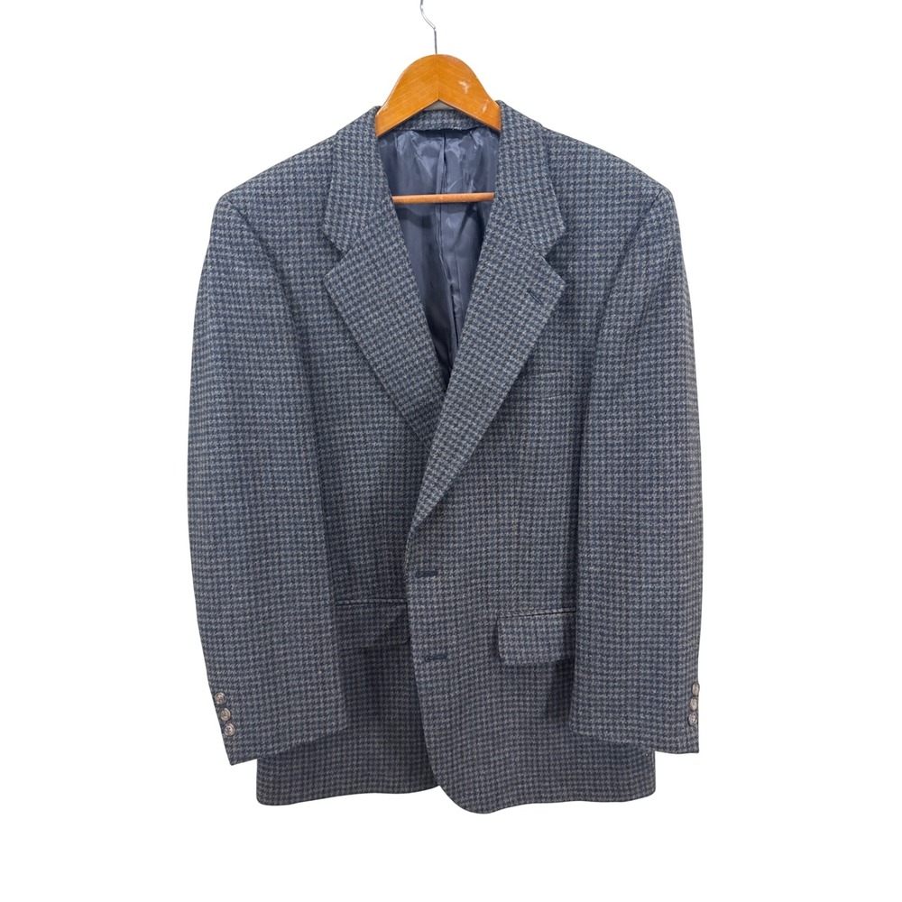 Burberrys Prorsum Nordstrom Mens Wool Houndstooth Blazer Sport Coat Blue Brown